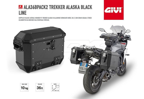 Imagen 3 de 5 de Baul Lateral Givi Trekker Alaska 36lt Aluminio Negro Monokey
