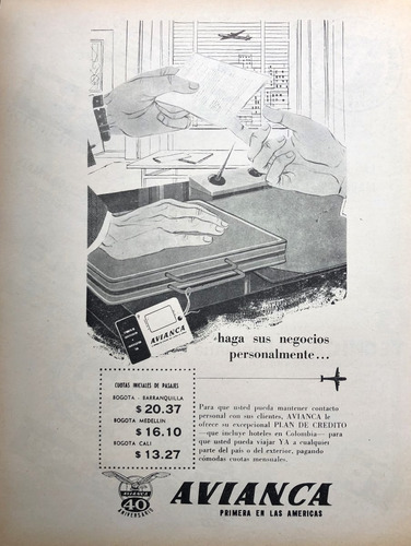 Avianca Antiguo Aviso Publicitario De 1959