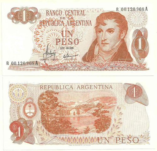 Billete 1 Peso Ley Reposicion Bottero 2304 Sin Circular