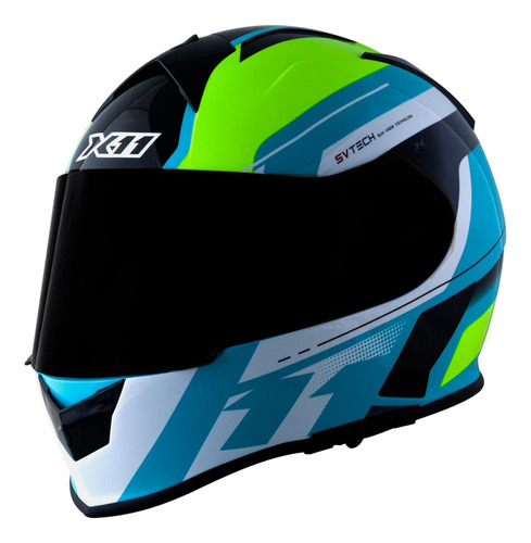 Capacete Moto X11 Revo Pro Eleven Sv Wsp C/viseira Extra Fxm Cor WSP - Azul/Branco/Neon Brilhoso Tamanho do capacete 60