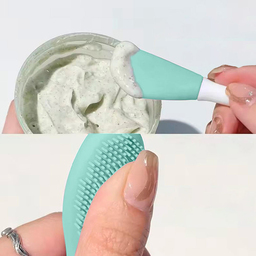 Cepillo Facial 2 En 1 Diler Cerdas De Silicón Para Limpieza Y Espátula Aplicadora De Mascarillas Cremas Sérums Skincare Diario Reutilizable Y Suave Con Todo Tipo De Piel Color Aqua