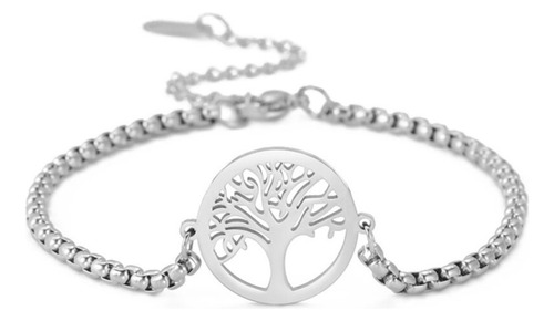 Pulsera Arbol De La Vida Plateada Acero / Todojoyas