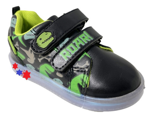 Zapato Casual Para Niños Con Luz Dinosaurios Bubble Gummers