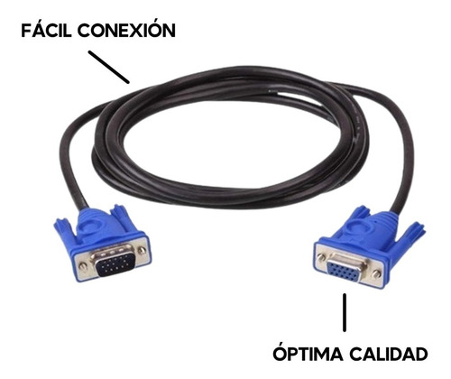 Imagen 3 de 5 de Cable Vga 1,5mts Monitor Doble Macho Macho Proyector Lcd Pc