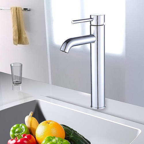 Llave Mezcladora Monomando Metal Cromada Lavabo Con Manguera Acabado Cromado Color Cromado