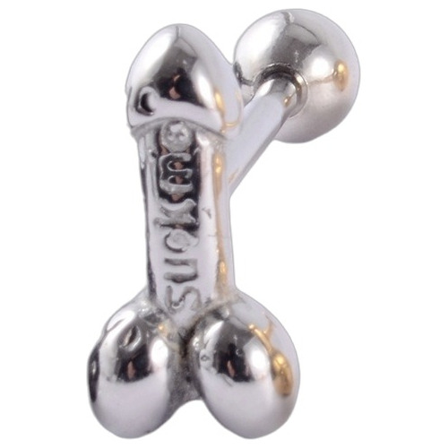 Aro Piercing Barbell De Lengua Modelo Pene Acero Quirúrgico