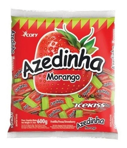 Bala Mastigável Azedinha Morango 600g