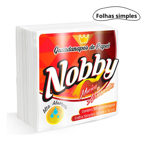 10 Pacotes Guardanapo De Papel Nobby Folha Simples 30x31cm