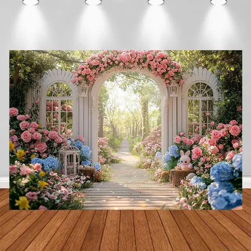 Fundo De Fotografia Ls Primavera Páscoa Floresta Floral Arco