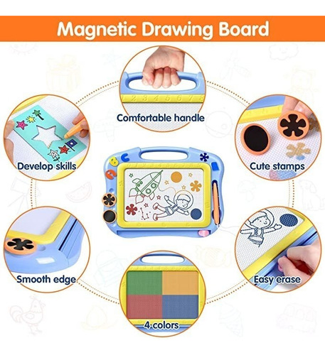 Tablero De Dibujo Magnético For Niños, Colorido Borrable