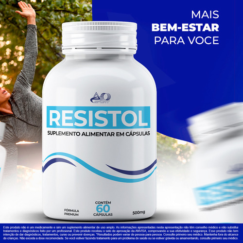 Suplemento Alimentar Resistol AeO SPORT Com 60 Cápsulas 500mg Sabor Naturais