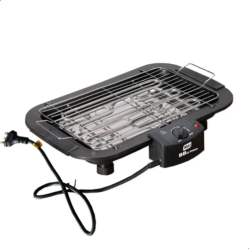 Churrasqueira Elétrica Grelha Anti Fumaça Regula Temperatura Preto 220v