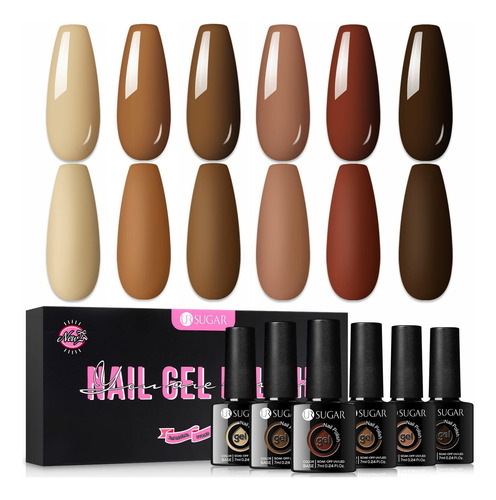 Ur Sugar Esmalte De Unas De Gel, 6 Colores Marron, Juego De 