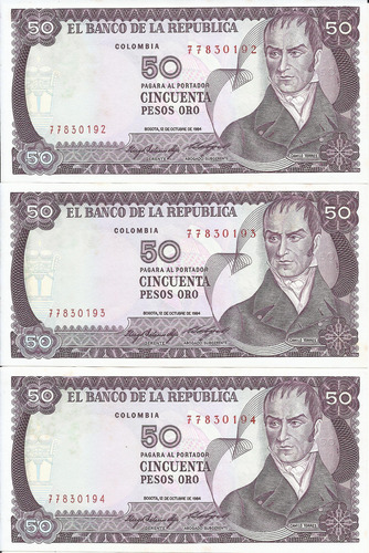 Trío Números Consecutivos, 50 Pesos 12 Octubre 1984