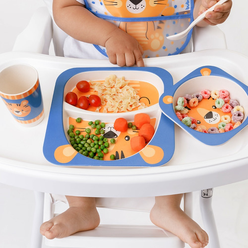Imagem 8 de 8 de Kit Alimentacao Bebe Fibra Bambu Ecológico Blw 5 Peças Buba