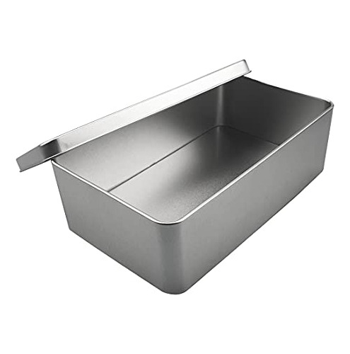 Weanos Tapas De Caja De Lata De Metal Plateado - Contenedore