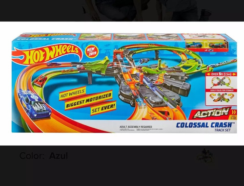 Pista Hot Wheels Mattel Carreras Mega Choques Color Verde/naranja