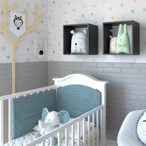 Conjunto Com 2 Nichos Quarto Infantil Bramov Móveis Preto