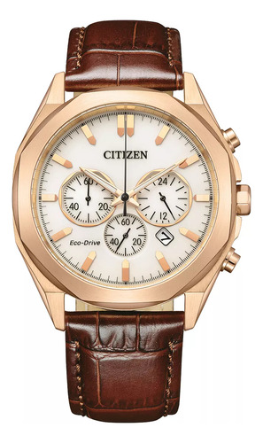 Citizen Dress Classic Crono White Ca4593-15a ...... Dcmstore Correa Café Bisel Oro rosa Fondo Blanco