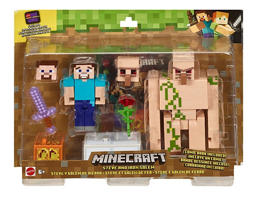 Minecraft Steve And Iron Golem Mattel /cdjuguetes
