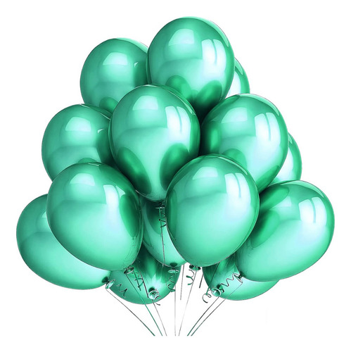 Globos Verde Metalizado 50 Unidades Tamaño 25 Cm