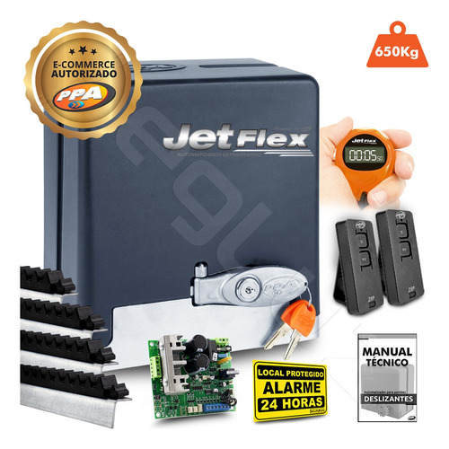 Kit Motor Ppa Dz Hub Jet Flex 3,5m Crem 2 Contr Portão 550kg