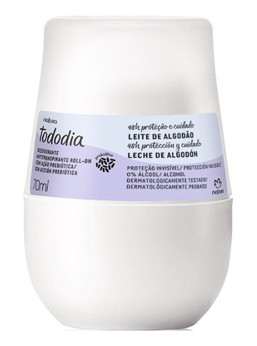 Desodorante antitranspirante roll on Natura tododia leche de algodón