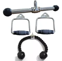 Comprar Combo Accesorios Para Polea Soga Tricep Estribos Barra Corta