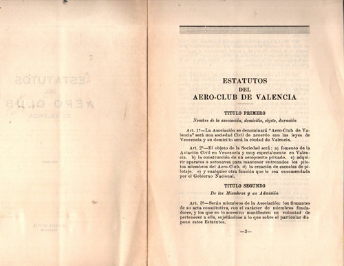 Antiguos Estatutos Del Aeroclub De Valencia 1946 Libro Pdf