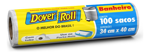 Saco para Lixo Banheiro 10l Dover Roll 100 Unidades