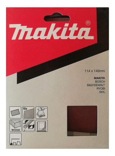 Imagen 3 de 6 de 10 Hojas De Lijas Makita 114 X 140 Mm Para Madera Y Metales