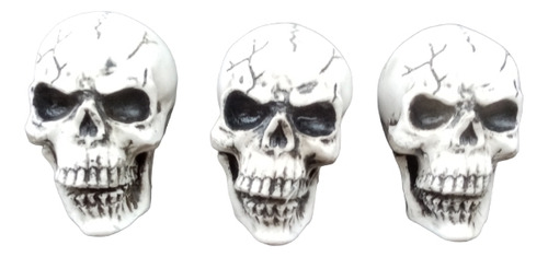 Cráneo Con Quijada Movible Figura De Resina 3 Pzas. 