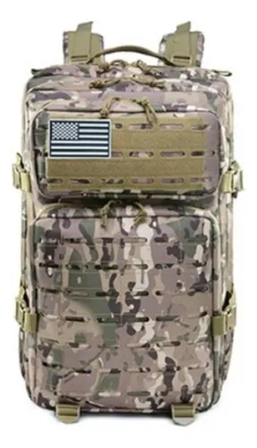 Mochila Táctica Cordura 45 Litros Sistema Molle Aventureros Color Multicam