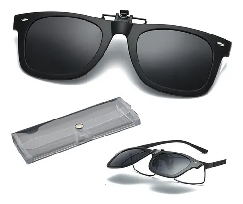 Gafas De Sol Polarizadas Con Clip Lente De Moda Hombre Negro