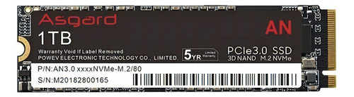 Ssd Asgard An3.0 1tb, M2 Nvme Pcie 3.0 , 3200/3000 Mb/s