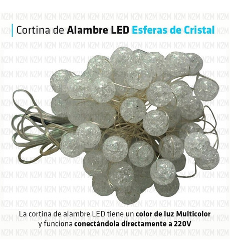 Cortina Luces Led Alambre Esferas Mc 2.7 Metros 220v Navidad