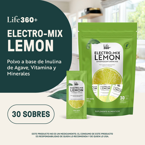 Life360+ Electro-mix Effervescent Drink Limón 30 Sobres