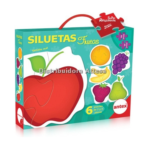 Puzzle 2 Y 3 Piezas 6 Siluetas Frutas Valija Carton Antex