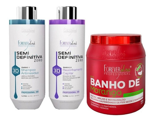 Forever Liss Nova Semi Definitiva Zero E Banho Morango 1kg