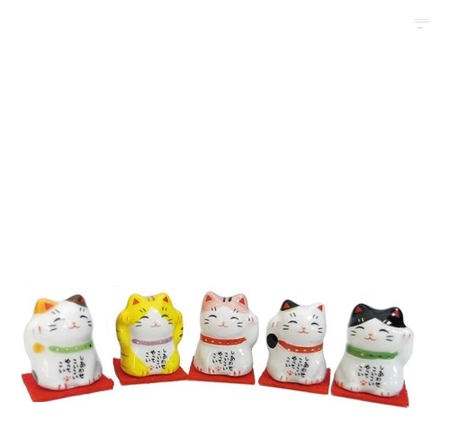 5 Mini Adornos De La Suerte Maneki Neko -gato De La Suerte