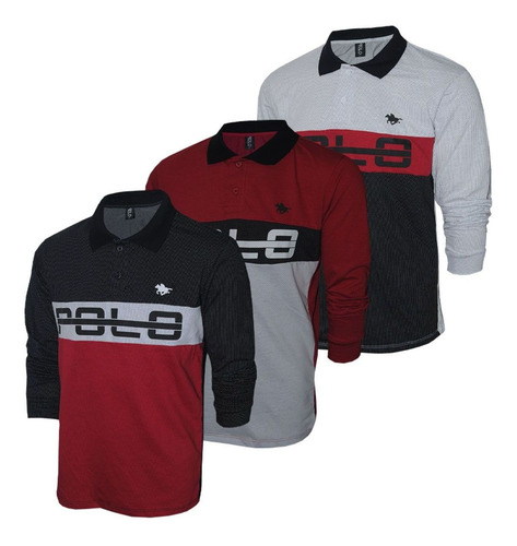 Kit Camisa Polo Masculina Rg518 Manga Longa