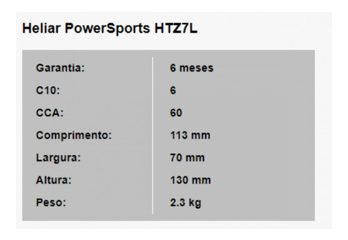 Imagem 2 de 2 de Bateria De Moto 12v 6a Twister Cb300 Lander 250 Htz7l