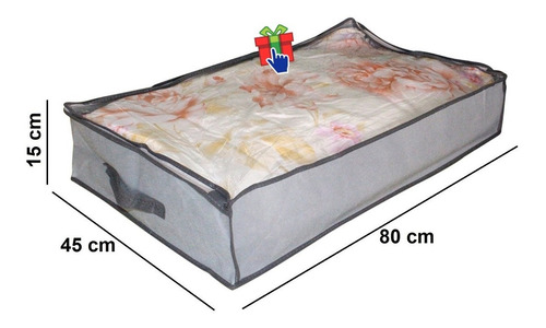 Imagen 2 de 8 de Set X 2 Organizadores Ropa Cama Tela Visor 80x45x15cm