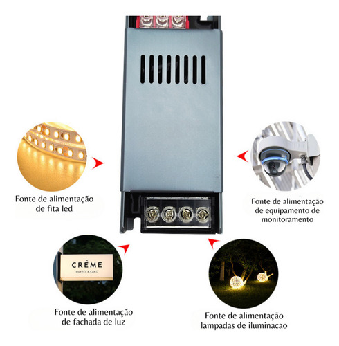 Kit 5 Fonte Chaveada 5a 12v 60w P/ Cftv Fita Led Bivolt