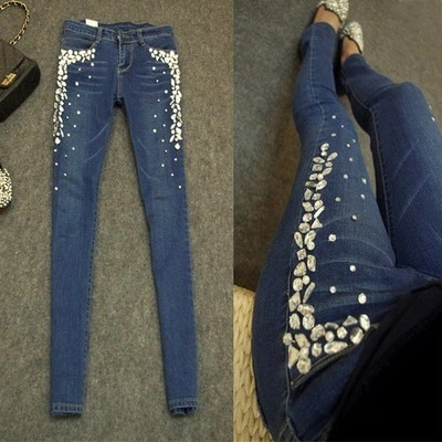 calcas jeans com pedrarias