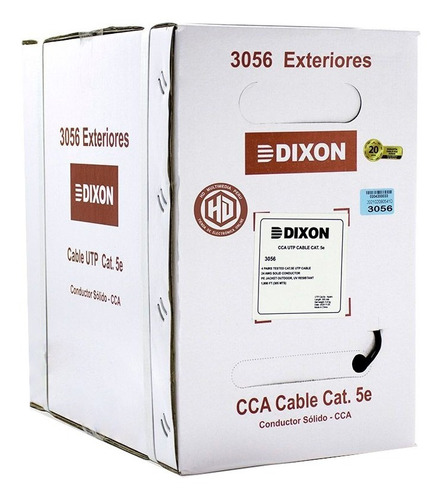Cable Utp Cat5e Dixon Para Exterior Negro Con Proteccion Uv