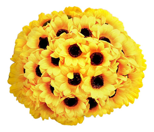 50 Cabezas De Girasol Artificiales, Flores De Sol De Seda Ar