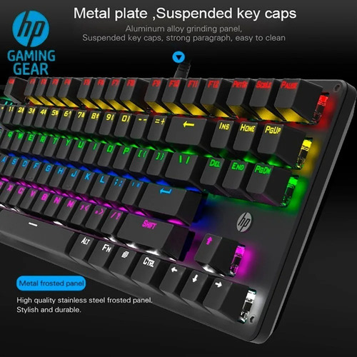 Imagen 9 de 10 de Teclado Gamer Hp Gk200 Qwerty Español Luz Rgb Ergonómico