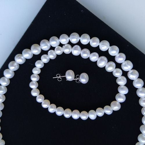 Conjunto Pérolas Akoya: Colar, Pulseira, Brincos + Cx Veludo