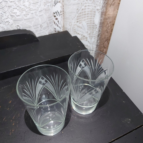 Imagem 3 de 6 de Copo Cristal 2 Unidades Suco Lapidado A Mão 250ml Antigo